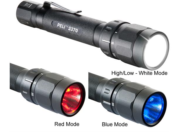 PELI 2370 LED 2AA m/rødt og blått lys LAGERSALG